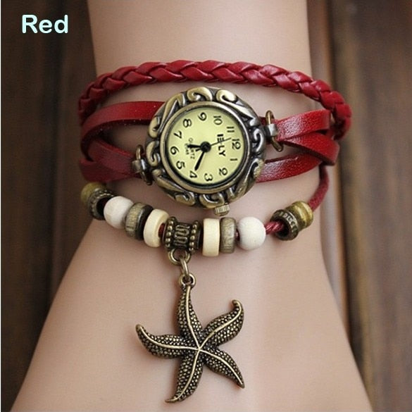 This fun stylish watch includes a weave wrist wrap made with genuine leather is bound to be the final piece to your beach outfit. A great quartz time piece with a lovely look. 