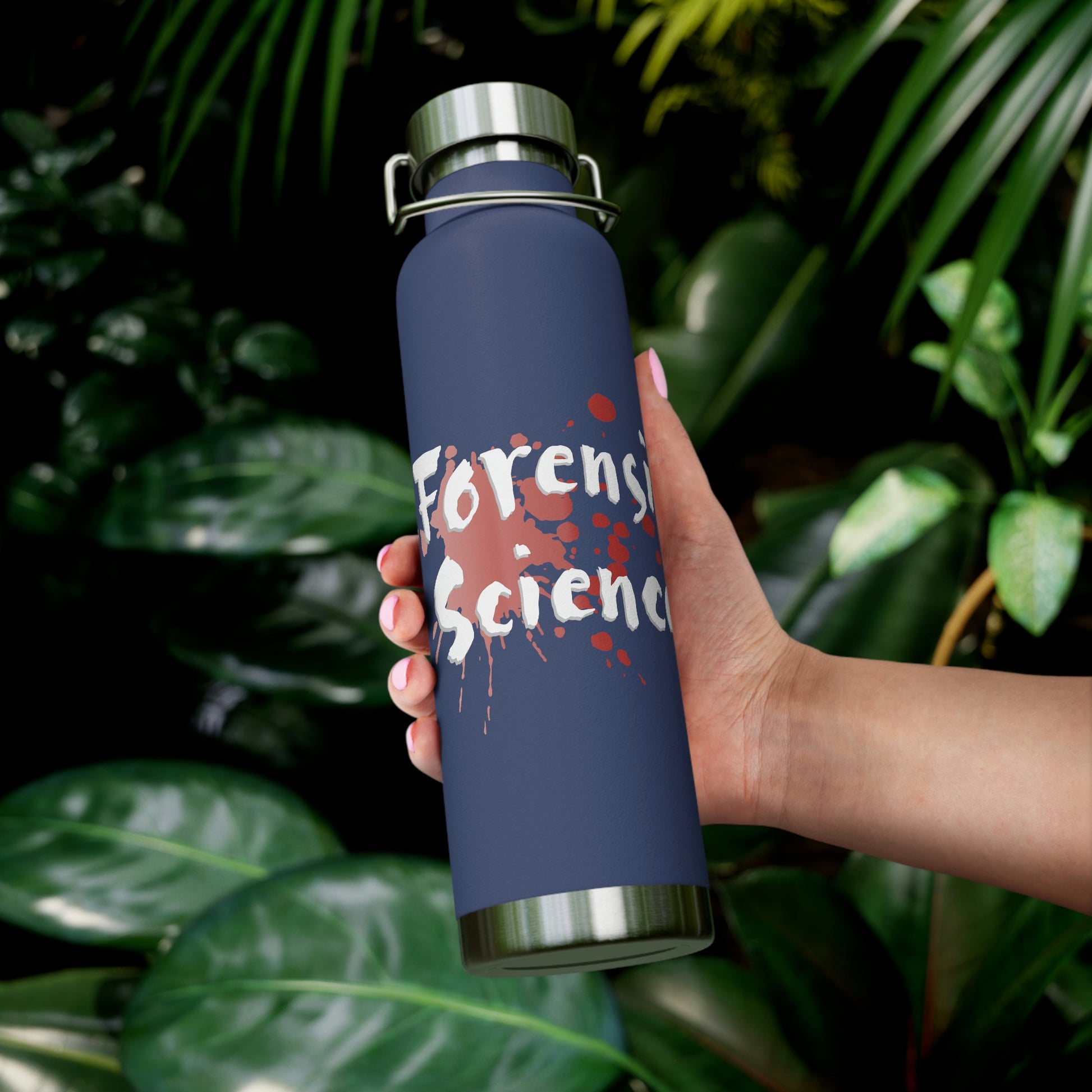 This Original Forensic Science design copper vacuum insulated bottle has Double-wall construction means that hot liquids can remain hot up to 12 hours while colder choices can last a full 48 hours; that’s two whole days.