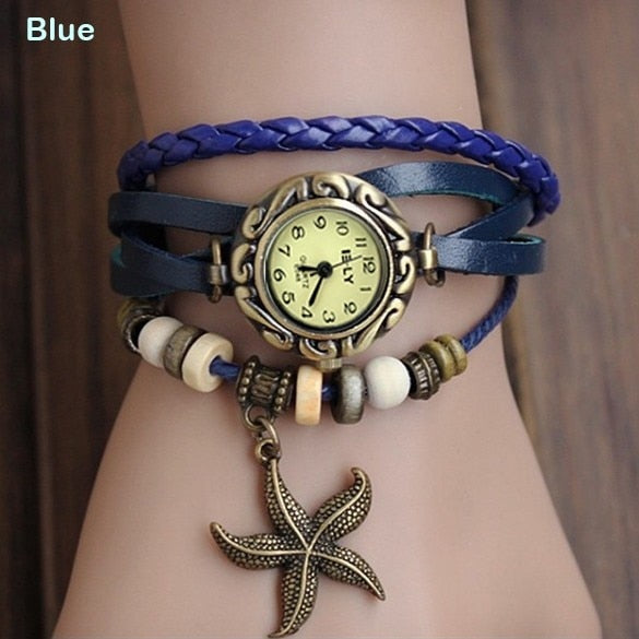 This fun stylish watch includes a weave wrist wrap made with genuine leather is bound to be the final piece to your beach outfit. A great quartz time piece with a lovely look. 