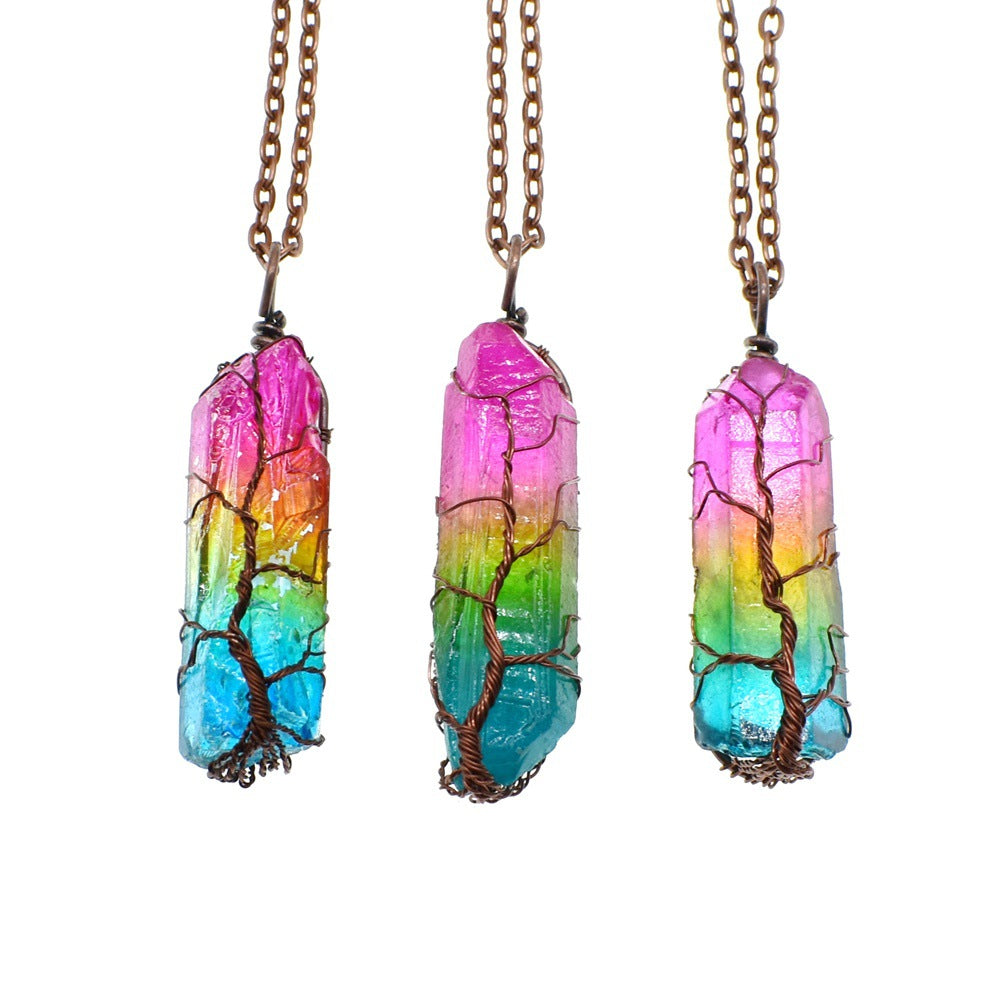 Tree of Color Stone Crystal Pillar & Necklace