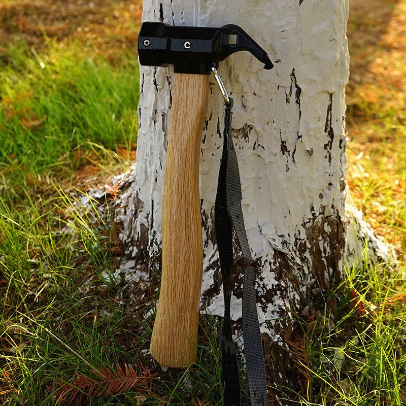 Forget your average hammer! This Tent Hammer with anti-slip rope and wooden handle is here to make your camping experience extra convenient. Stop struggling and save time with this useful tool—it's your ticket to hammerspace! (Or rather, tentspace?)