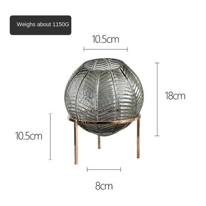 Nordic Leaf Pattern Ball Vase with Metal Frame