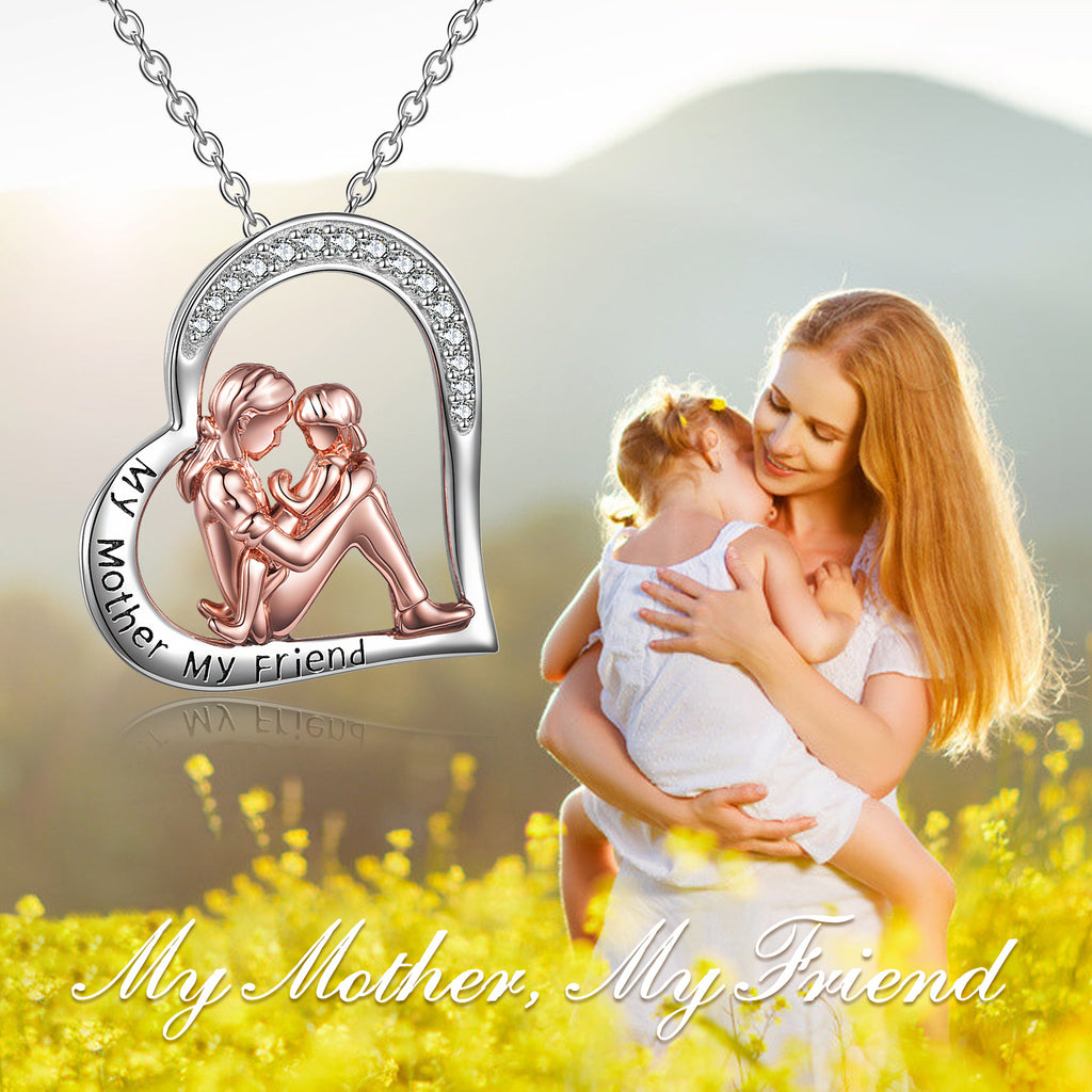 "My Mother My Friend" engraved on the heart-shaped necklace represents the mother's deep love for her daughter. No matter what happens, i will always be your favorite friend. This Mother and Child necklace will be a nice gift for mother, daughter etc.