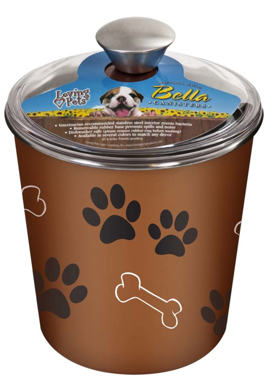 Keep your furry friend's treats secure and fresh with the Loving Pets Treat Canister! This fun Paw Print & Bone design adds a stylish touch to your pet supplies while its heavy-duty construction ensures your treats remain safely contained.