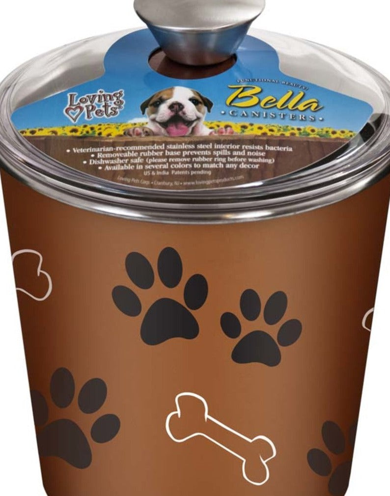 Keep your furry friend's treats secure and fresh with the Loving Pets Treat Canister! This fun Paw Print & Bone design adds a stylish touch to your pet supplies while its heavy-duty construction ensures your treats remain safely contained.