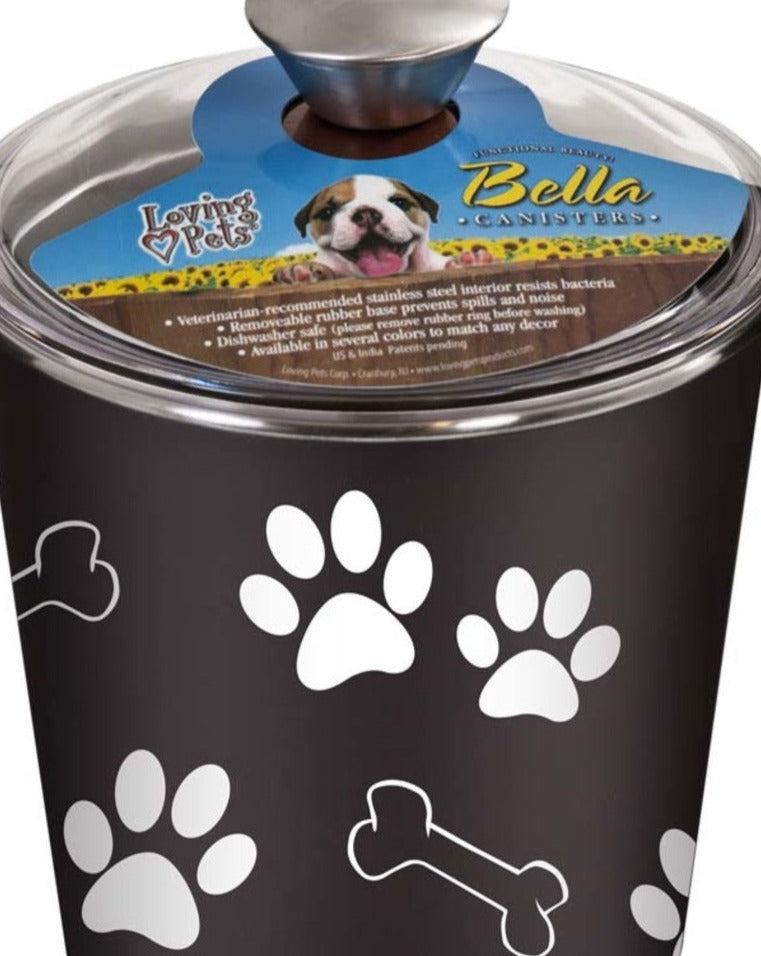 Loving Pets Treat Canister Paw Print & Bone, the paw-fect storage for all your pup's snackies! Exclusively designed for storing pet treats, this bone-a-fide canister is sure to keep them begging for more with its playful paw print and bone exterior. 