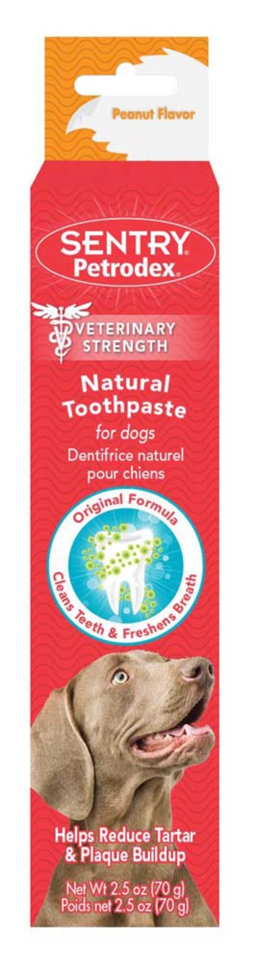 Petrodex Natural Peanut Toothpaste is formulated specifically for pets Uses all natural abrasives. Peanut flavor with chlorophyllin. Helps control plaque and fights bad breath.