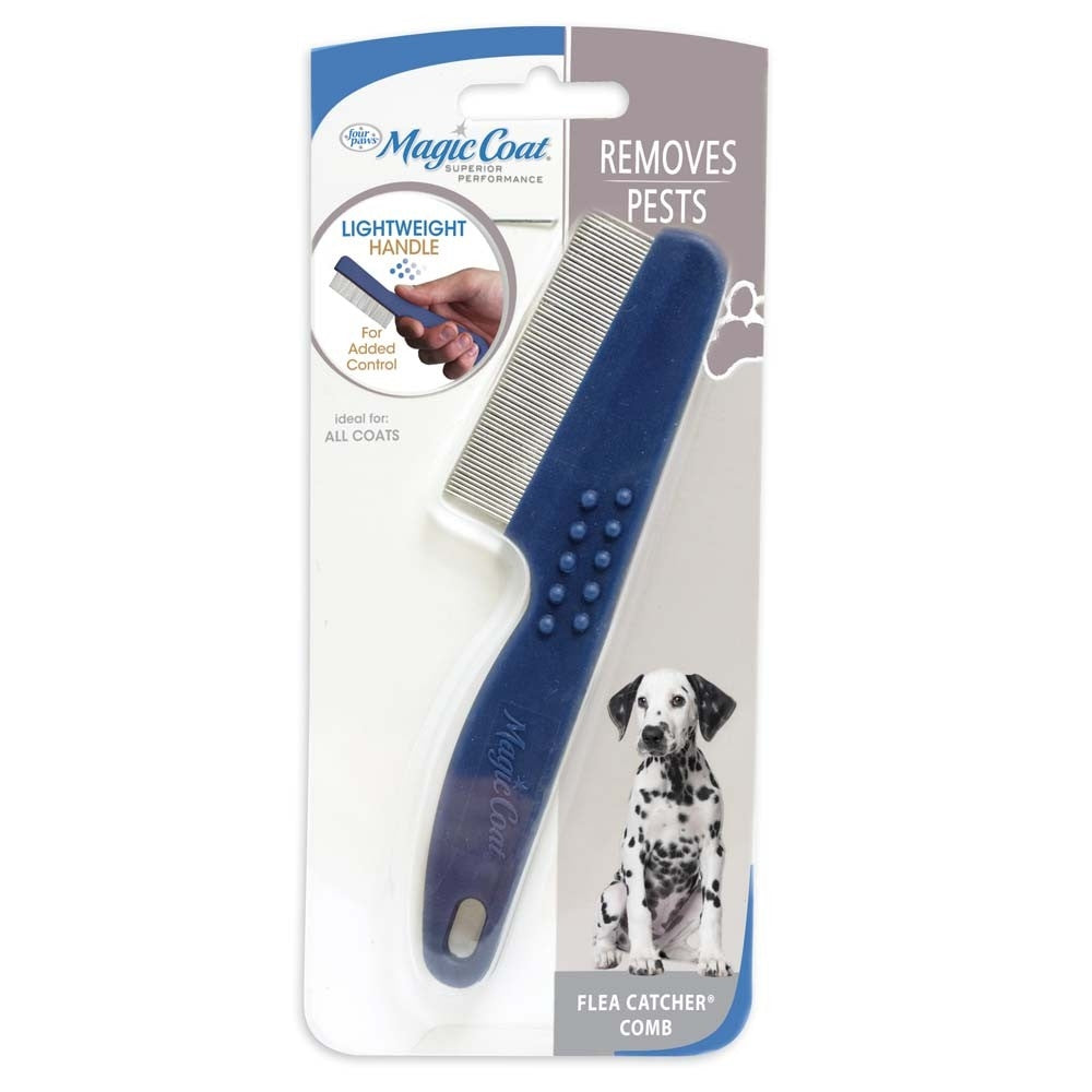 The Magic Coat Professional Series features premium multi-purpose pet grooming tools for a salon-like experience right at home. Designed for optimal ease and precision, the Ultra-Light Flea Catcher Comb effectively removes fleas, ticks, and eggs from the coat while loosening tangles and knots.