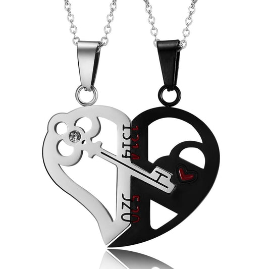 Show your love with this adorable couples mending a broken heart key necklace set. One for each of you, to show that your love fits together perfectly.  Comes in two color styles and the chain is 50cm long. This couples necklace is perfect for everyday use or to go to that fun party. Makes an awesome Valentine's gift. 