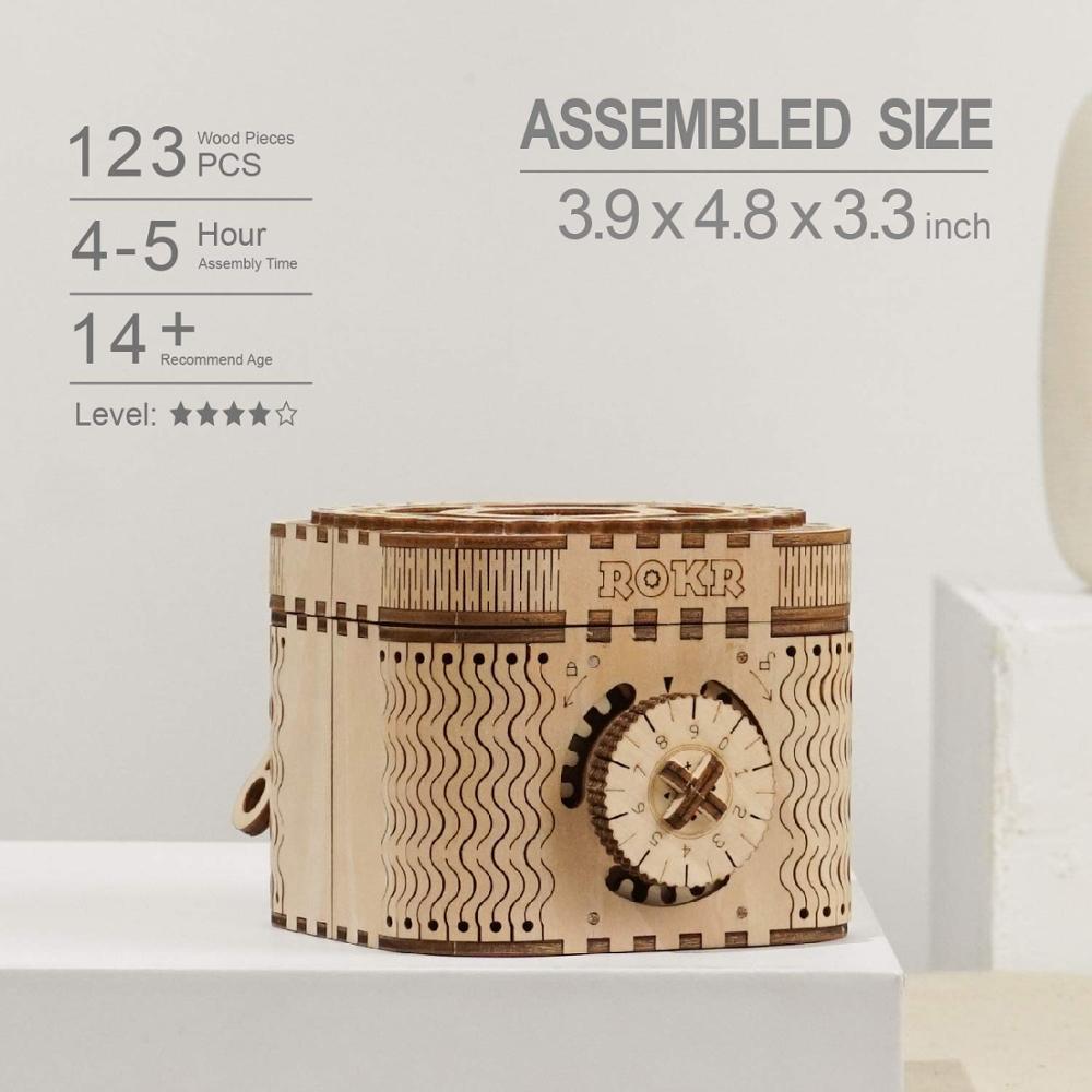 A fun and satisfying do it yourself wooden treasure box.  Makes a great gift for those that love doing things with their hands or the artist in the house. This 3D jewelry box needs to be put together and will give you a secret place to put your favorites small trinkets. 