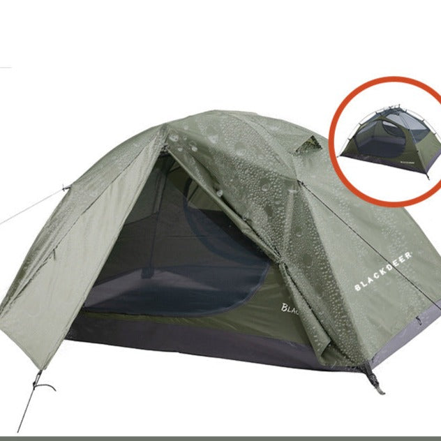 Say hello to our Double Thicken Four Seasons Tent, your new camping BFF! With double-thickness so it can handle any season, you won't have to worry about being left hanging in the cold! Weatherproof and ready to go, our tent is the perfect place to park your tired bones after a long day relaxing in nature. It's double the fun and double the protection, no pun intended!