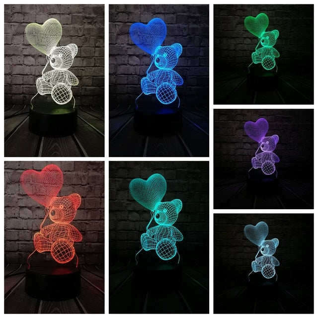 This 3D USB Teddy Bear Holding Heart Night Light is a great way to tell someone how much you love them.  Would make a great Valentine's Day gift, birthday gift, anniversary gift or gift for any special occasion. This cute bear lights up and changes colors, touch activated, but you can get a remote control as well. 