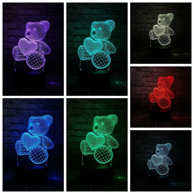 This 3D USB Teddy Bear Holding Heart Night Light is a great way to tell someone how much you love them.  Would make a great Valentine's Day gift, birthday gift, anniversary gift or gift for any special occasion. This cute bear lights up and changes colors, touch activated, but you can get a remote control as well. 