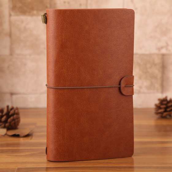 This vintage travelers notebook leather journal has a convenient Card Holder sleeve right inside the travel journal. Perfect for business or personal travel experiences.  