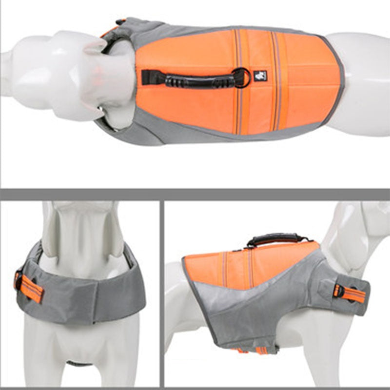 Keep pup safe with this Reflective Adjustable Dog Life Jacket! Whether you're out on a boat or just enjoying a sunny day in the park, this jacket will help your pup stay afloat and visible with its reflective materials. Plus, it's adjustable at the neck, chest, and stomach to make it snug and comfy.