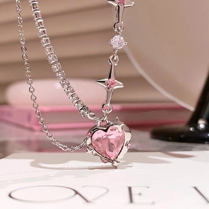 This Adorable  sweet and cool pink love diamond necklace is sure to please even the pickiest of ladies.  Whether it's a gift for Valentine's day, birthday, Christmas or any special occasion, your love with adore this unique necklace. 