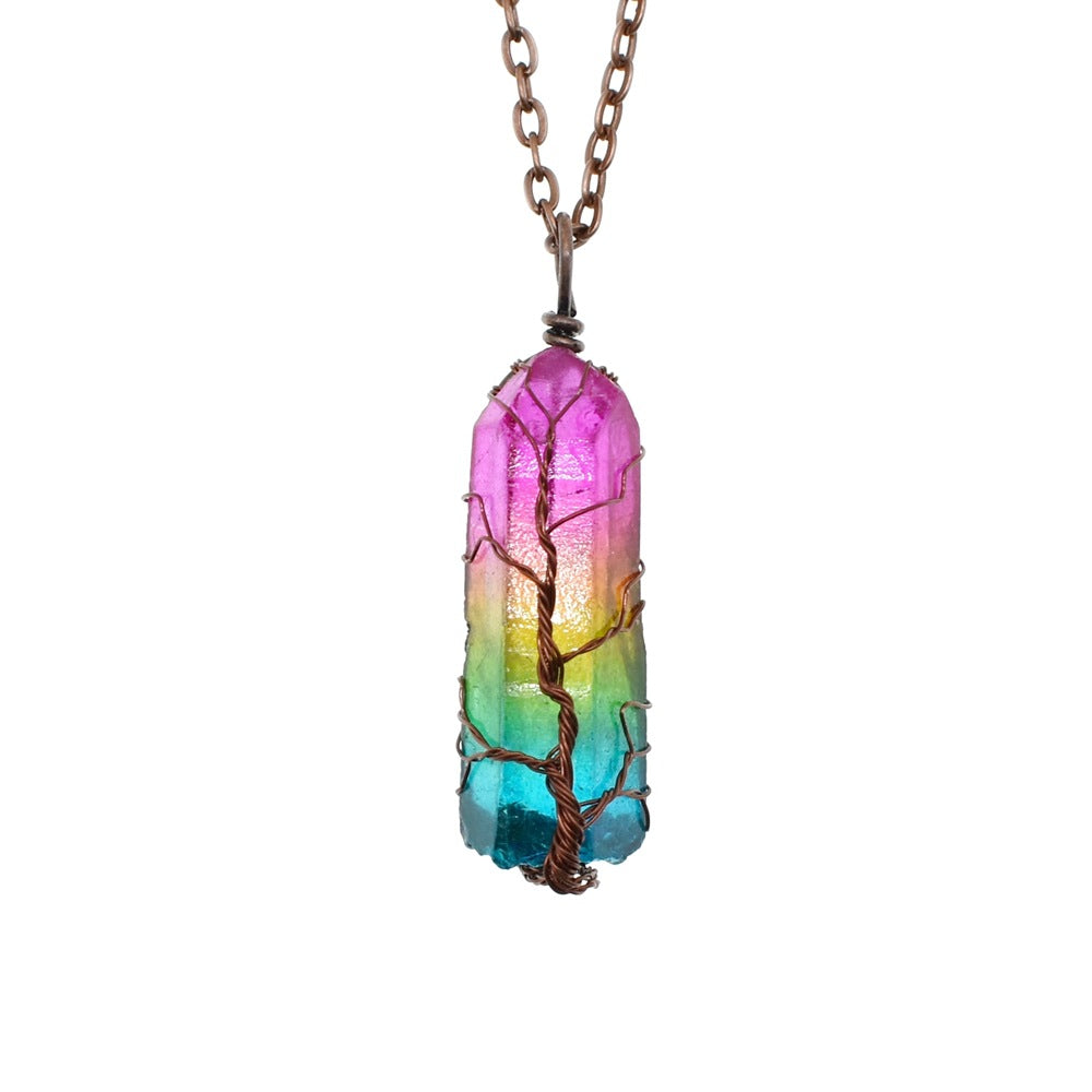 Tree of Color Stone Crystal Pillar & Necklace