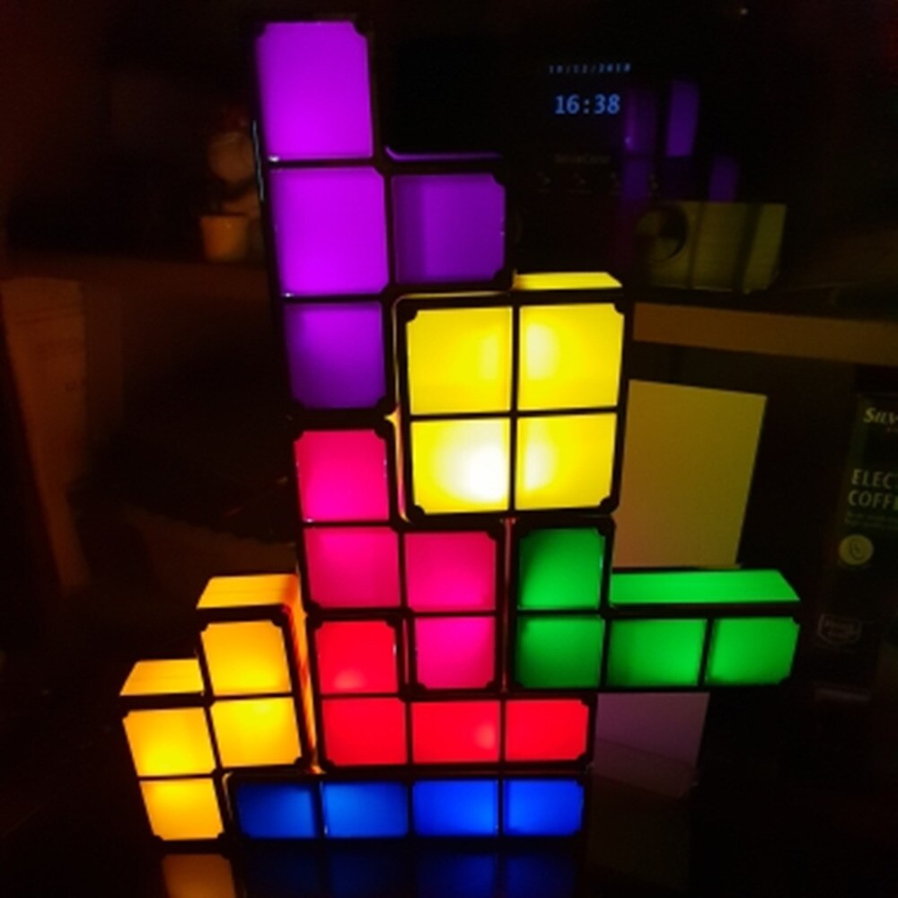 【Best Decorative Lights】- 7 different colors of neon magic design, Each piece is a unique color. LED lights turn on when the pieces are stacked together; lights turns off when take it apart.
