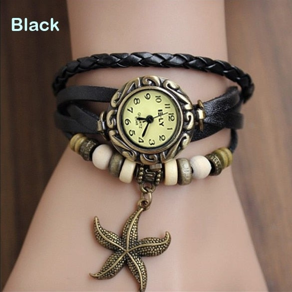 This fun stylish watch includes a weave wrist wrap made with genuine leather is bound to be the final piece to your beach outfit. A great quartz time piece with a lovely look. 
