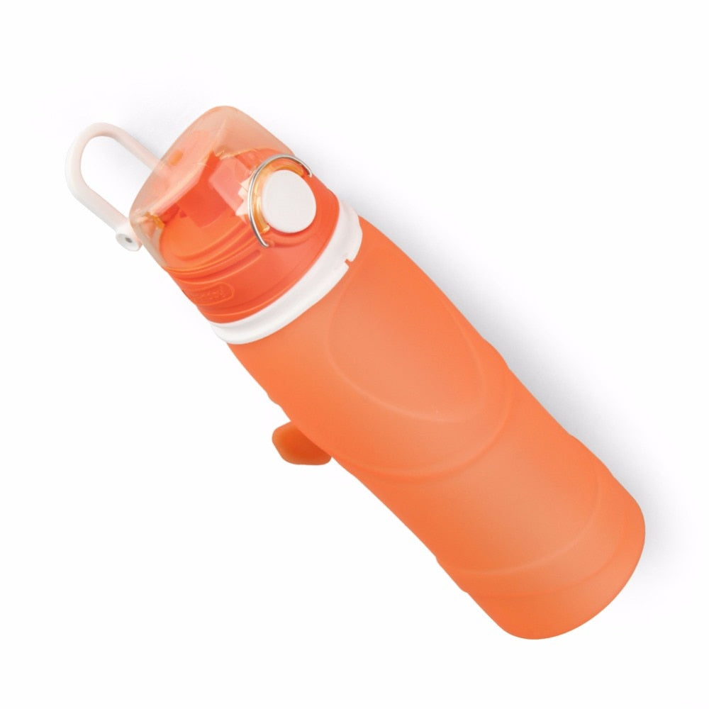 This ﻿Eco-Friendly 750ml Collapsible Silicone Water Bottle is perfect for work, school, hiking, camping, running, biking, boating or where ever you need that fresh cool drink of water. Made of food grade silicone and folds down to easily pack away. Reusable to save you money and save the environment. 