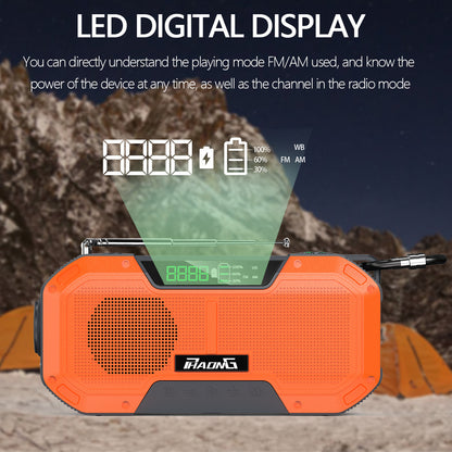 This solar powered emergency radio has a Bluetooth speaker, strong flashlight and several mobile phone charger plugs.  This is great for your emergency kits, camping kits and can provide much needed solar power when electricity isn't available due to an emergency situation.