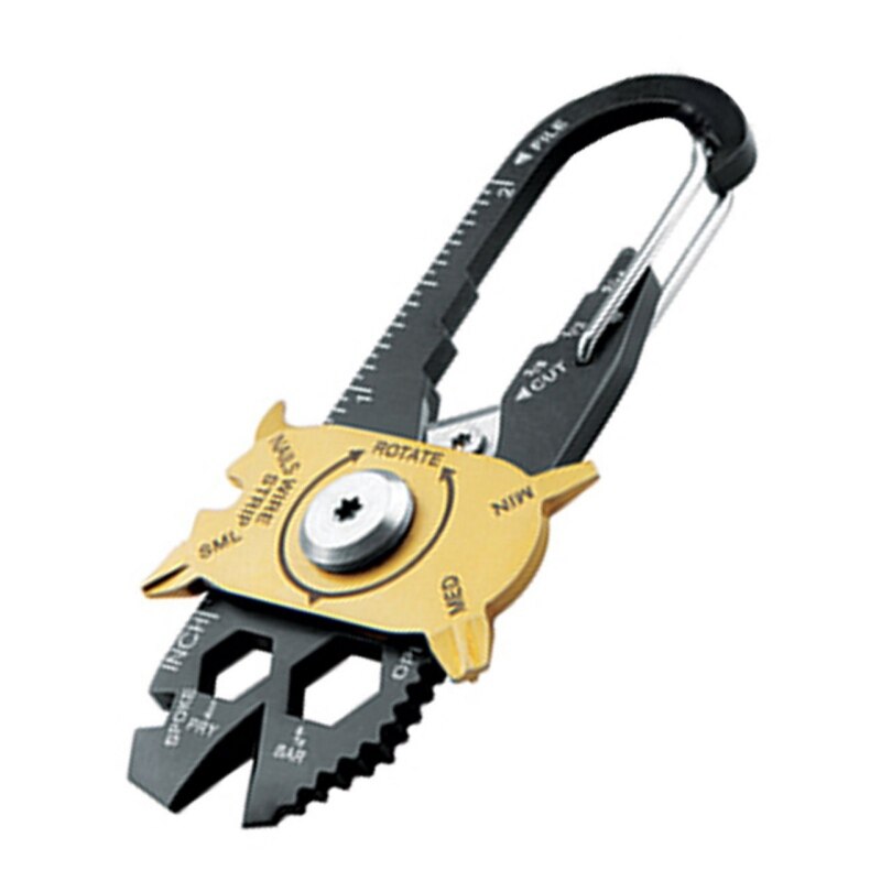 This portable 20 in 1 utility multi  tool keychain provides you all the tools you need for those smaller projects in your car, home or office.   Features a Rotating wheel design, just gently turn the wheel in the middle of golden can easily switch using the tool, you do not always have to use all the tools split out.