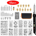 48pcs Carving Pyrography Pen Kit with Embossing & Soldering Tips and Wood Burning tools for Crafting, leather work, wood work and any fun project you work on. This Pyrography pen has Adjustable Temperatures for the perfect look in your designs. 