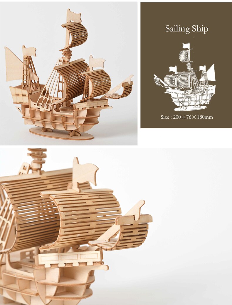 This laser cut do it yourself 3D wooden sailing ship is a fun project for those that love to use their hands. You'll get a full set of instructions and all of the pieces are labeled to help with the assembly of this cool sailboat. 