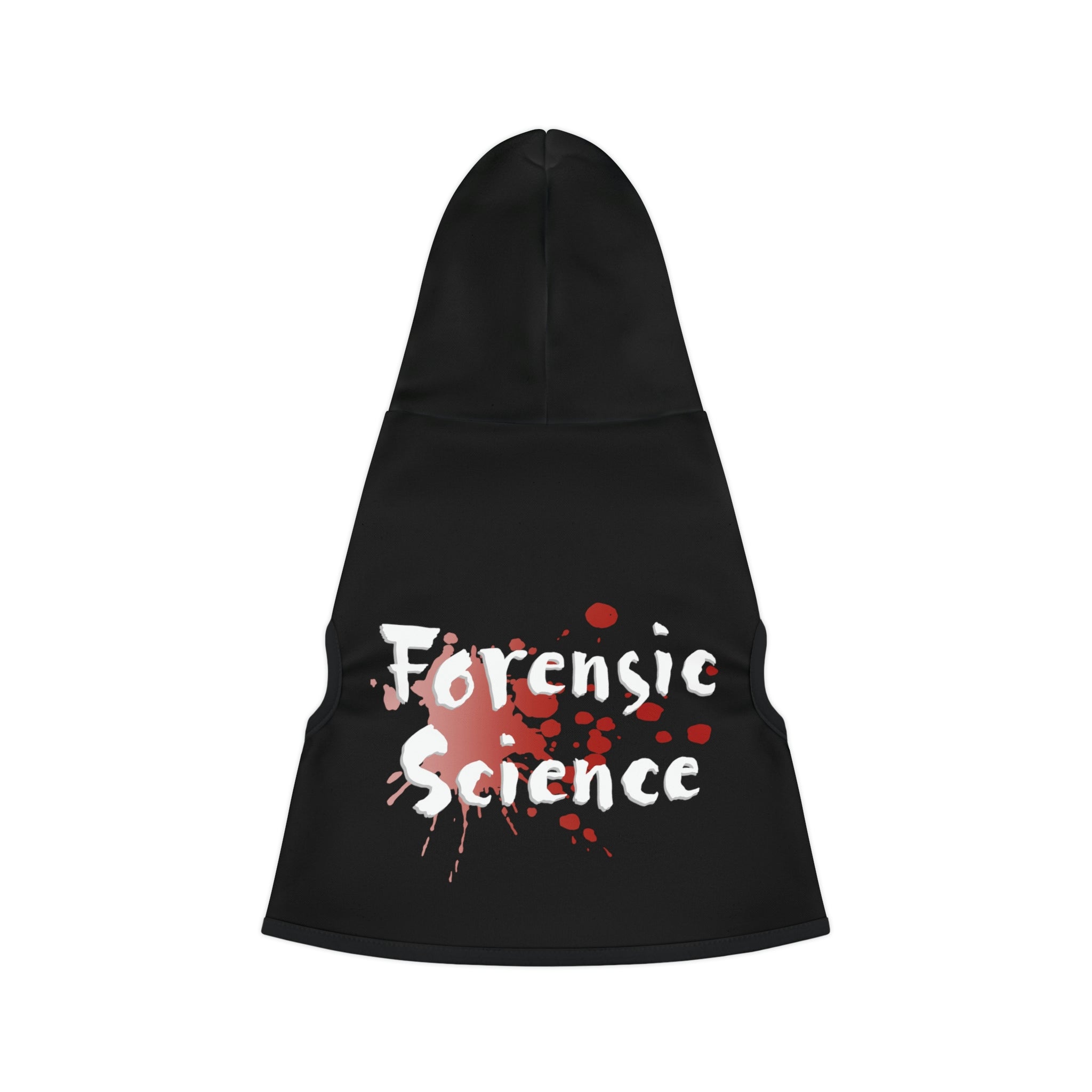 Keep your dog warm, cool, and stylish with this Black Forensic Science Dog Hoodie! Show off your dogs effortless, on-trend cool with a statement piece that lets everyone know you’re all about the Fido-inspired life, in and out of the dog park. 