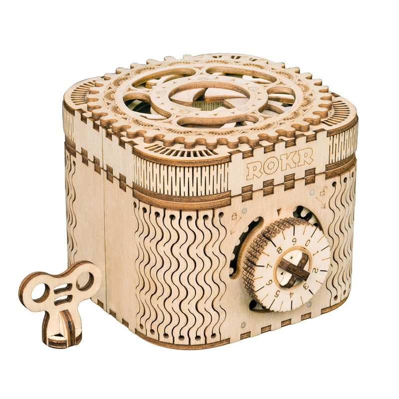 A fun and satisfying do it yourself wooden treasure box.  Makes a great gift for those that love doing things with their hands or the artist in the house. This 3D jewelry box needs to be put together and will give you a secret place to put your favorites small trinkets. 