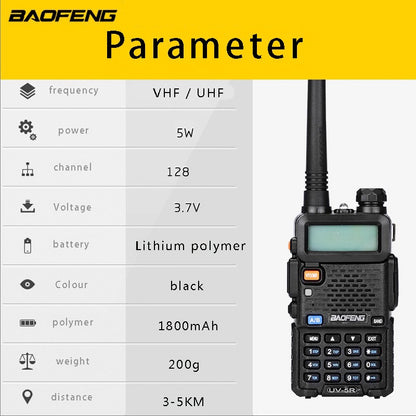 This professional UV5R CB Radio Transceiver Walkie Talkie is perfect for your emergency supplies, to take with you on hunting trips or long camping or hiking trips with your friends or family.  Stay safe, be prepared for any emergency situation.  Communication is key to survive when disaster strikes.