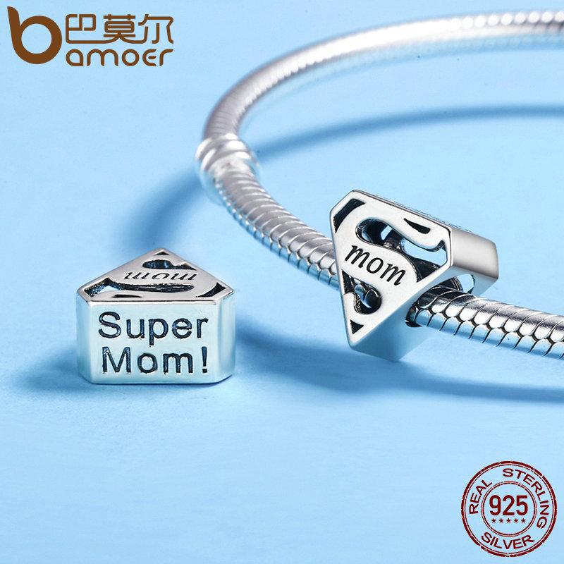 925 Sterling Silver Super Mom Charm