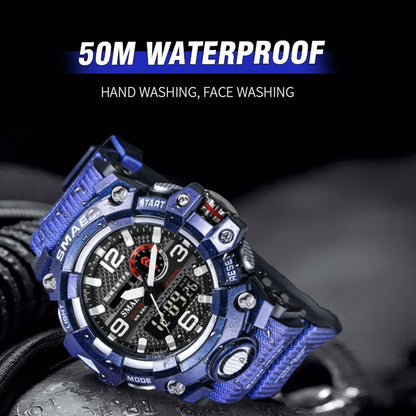 This SMAEL 8035 Dual Time Digital Waterproof Sport Watch comes with an amazing amount of useful features and a high quality watch that will last. That special man in your life will love this watch for his birthday, Christmas, Fathers Day, Anniversary or any special occasion. Comes in several colors to suite any unique style and is easy and comfortable to wear. 