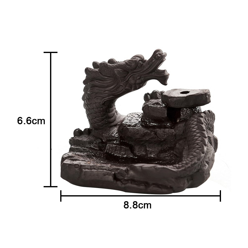 A retro style waterfall backflow incense dragon can be used for meditation, to freshen your space and yoga for your office or a beautiful home decoration.