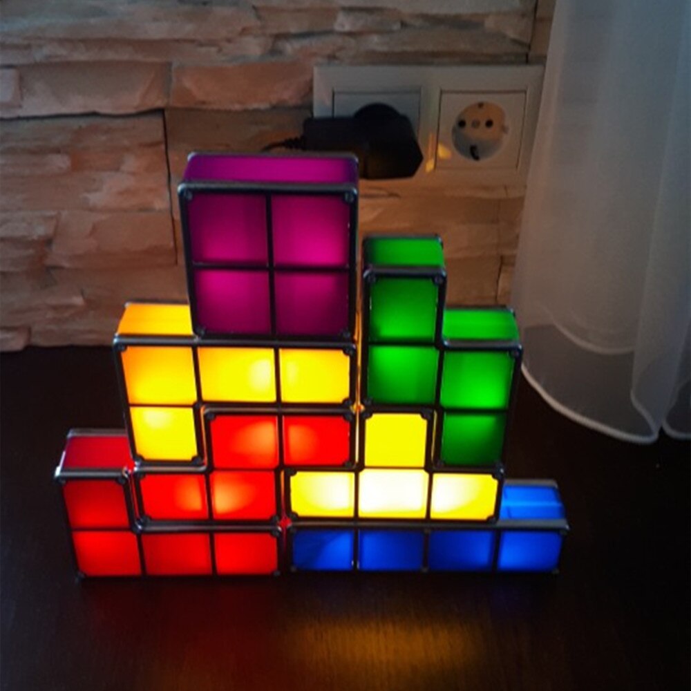【Best Decorative Lights】- 7 different colors of neon magic design, Each piece is a unique color. LED lights turn on when the pieces are stacked together; lights turns off when take it apart.