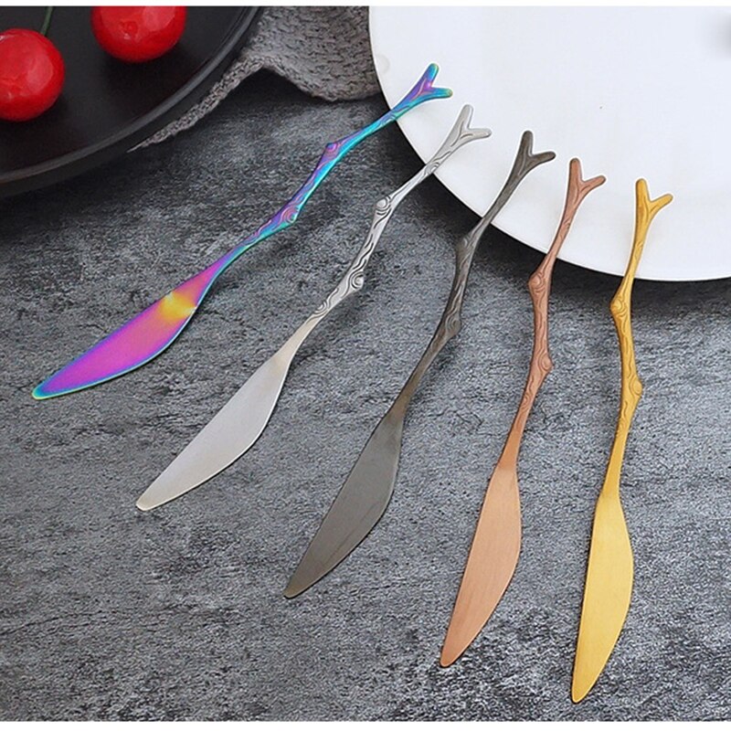 These handsome stainless steel branch style cutlery pieces make a most excellent addition to a special dinner or fun outdoor picnic. With several colors to choose from you can mix and match or purchase the same style in the amount that fits your special occasion. The stick design is fun and quirky.  Enjoy the entertainment factor at parties, let others be jealous. 