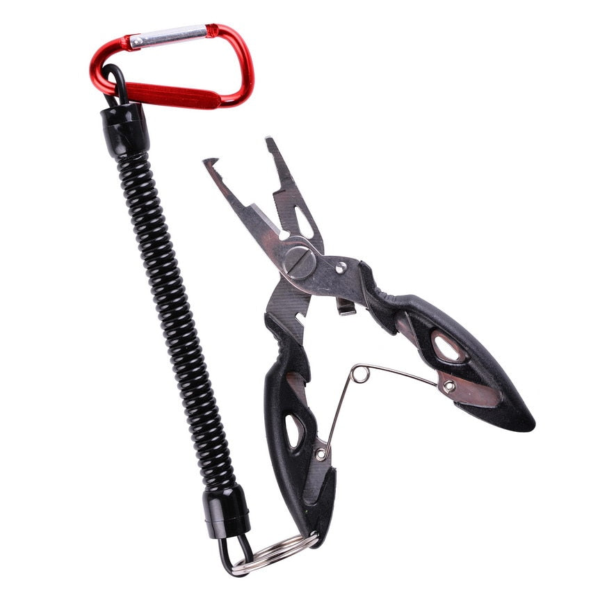 Multi Functional Fishing Pliers with Scissors, Line Cutter, Hook Remover, Fishing Clamp and other Accessories With Lanyards Spring Rope. This makes a great addition to your emergency kit, these tools can be used in a variety of different survival situations.