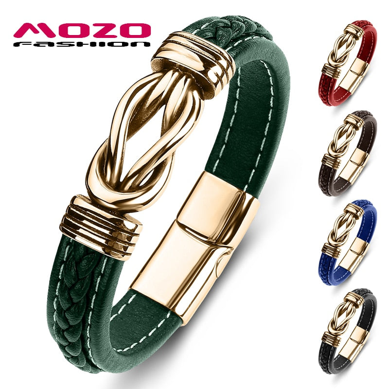 SPECIFICATIONS Shape\pattern: Geometric Metals Type: Stainless Steel Material: Leather Item Type: Bracelets Gender: Unisex Fine or Fashion: Fashion Clasp Type: MAGNET Chain Type: Box Chain Bracelets Type: Cuff Bracelets