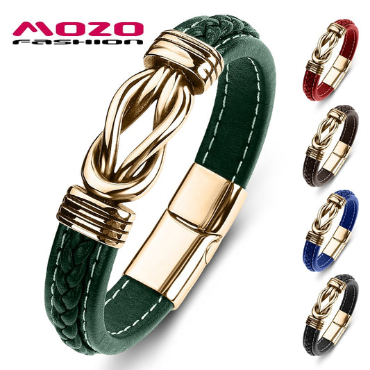 SPECIFICATIONS Shape\pattern: Geometric Metals Type: Stainless Steel Material: Leather Item Type: Bracelets Gender: Unisex Fine or Fashion: Fashion Clasp Type: MAGNET Chain Type: Box Chain Bracelets Type: Cuff Bracelets