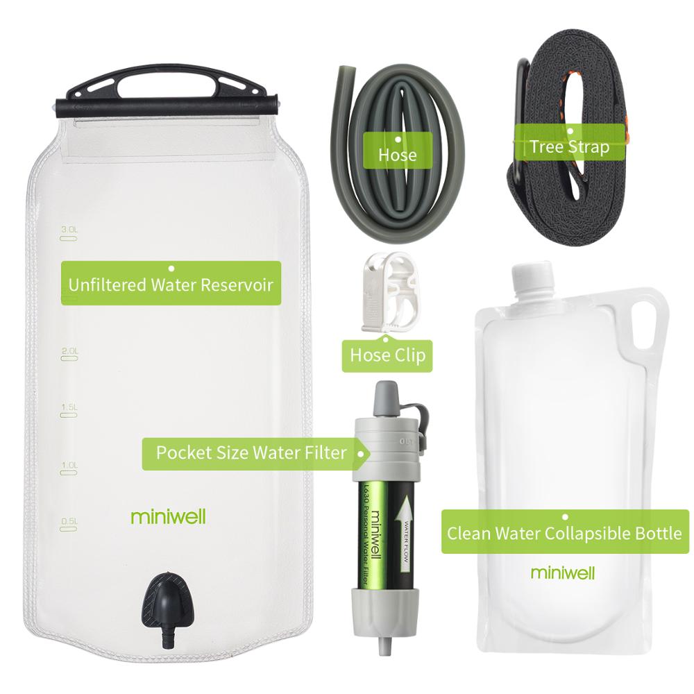 Satisfy water need for group and family outdoor activities with this emergency gravity fed water filter system.  This gravity water filter system is not a single user suck up straw. It is a perfect solution for a group people filtration needs when they are on the go.