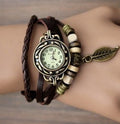Genuine Leather Vintage Style multicolor High Quality Quartz Watch with a Lovely Bracelet with a snap back.