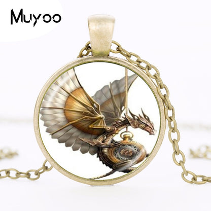 Vintage Glass Dragon Necklace