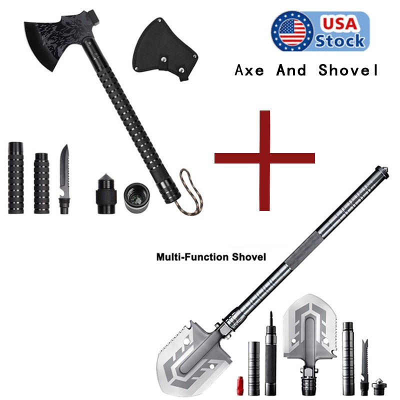 Several uses in one survival axe that can be used for splitting small logs, preparing kindling as well as extracting yourself or others from vehicles, breaking glass/windows, wilderness navigation, building shelters, starting fires and engraving, 