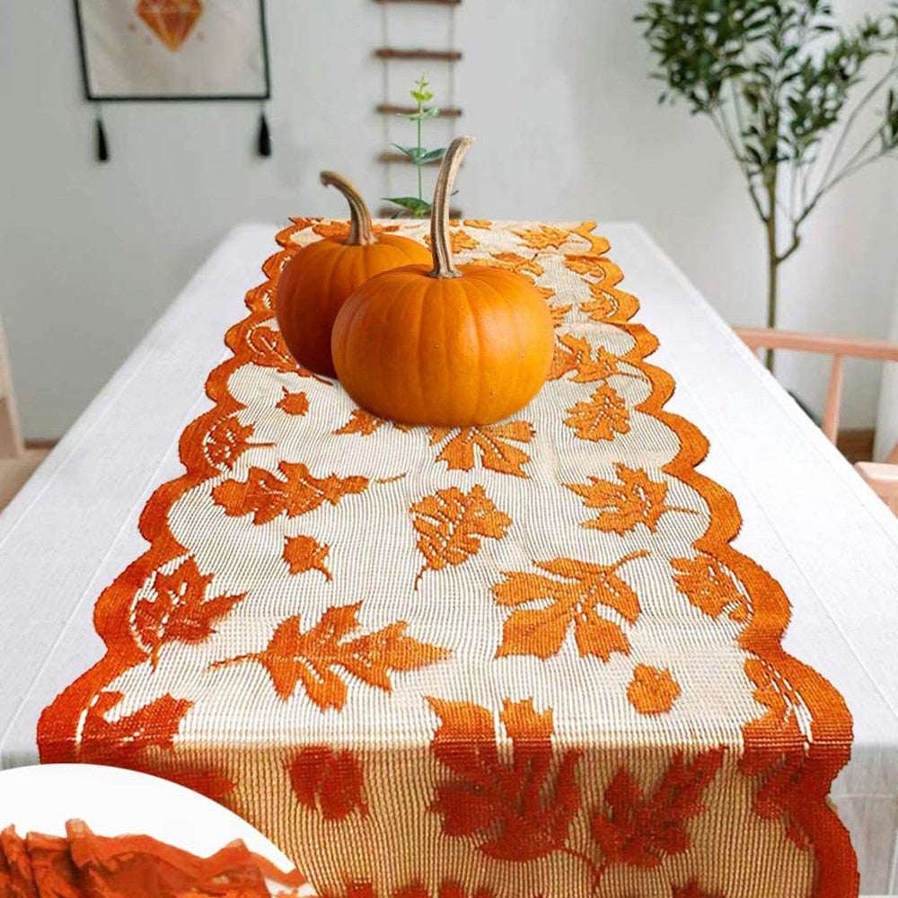 2255799938970490This high quality autumn table runner is made with a lovely maple leaf design in lace and would be perfect for fall decorations or for your Thanksgiving dinner. 