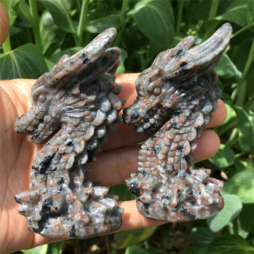 Natural Yooperlite Hand-Carved Crystal Dragon Head