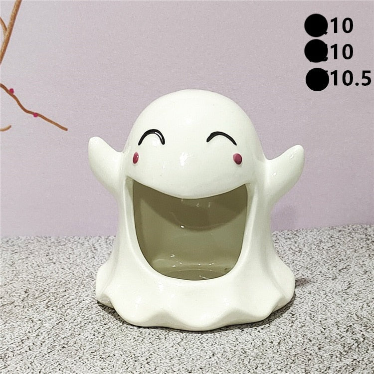 High Temperature White Porcelain Halloween Candlestick