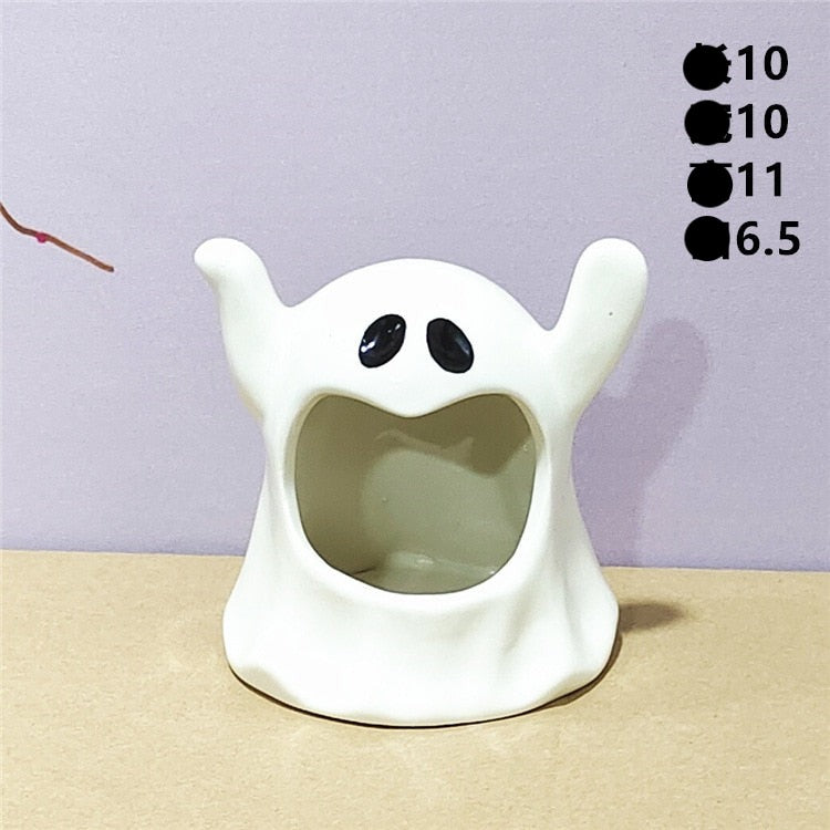 High Temperature White Porcelain Halloween Candlestick