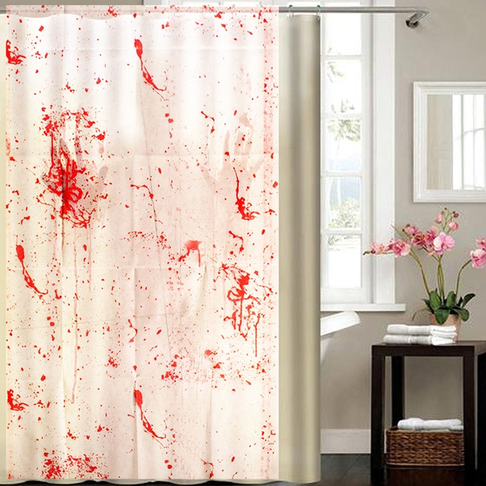 This bloody handprint tablecloth or apron are the perfect accessory for your Halloween design, haunted house or decorations.  The tablecloth can also be used as a curtain shower to represent "The Bates Motel" .  Enjoy scaring your friends, family and trick-or-treaters.    