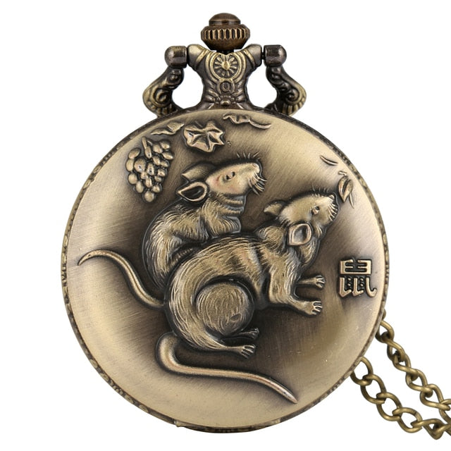 This unique bronze Chinese Zodiac Quartz Pocket Watch makes a fantastic gift for your father, brother, son for Christmas, birthday, anniversary, special occasion. This high quality pocket watch has a nice chain to keep it safe and has a fun steampunk style. 