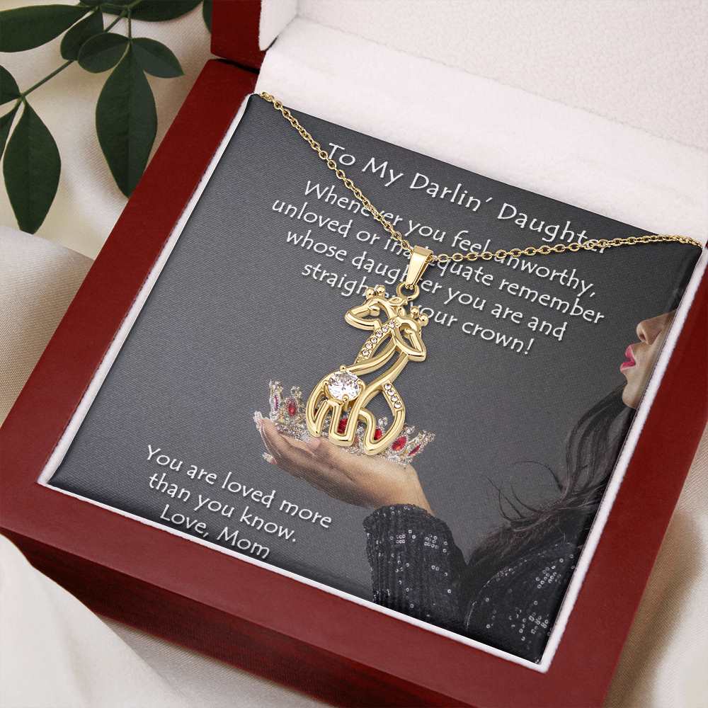 This adorable Graceful Love Giraffe Necklace features sparkling cubic zirconia, and is available in your choice of 14K white gold or 18K yellow gold finishes.  A perfect gift for wives, girlfriends, daughters, granddaughters, best friends, or any one who loves animals